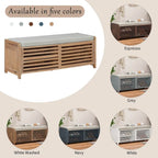 Panca contenitore "shutter" invecchiato con impiallacciatura in acacia per un tocco retrò in soggiorno o ingresso (Blu Navy)
