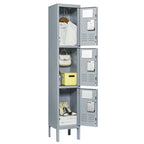 3 Door 66H Metal Lockers With Lock for Employees,Storage Locker Cabinet for Home Gym Office School Garage,Gray