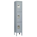 3 Door 66H Metal Lockers With Lock for Employees,Storage Locker Cabinet for Home Gym Office School Garage,Gray