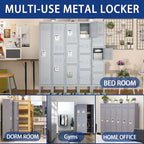 3 Door 66H Metal Lockers With Lock for Employees,Storage Locker Cabinet for Home Gym Office School Garage,Gray
