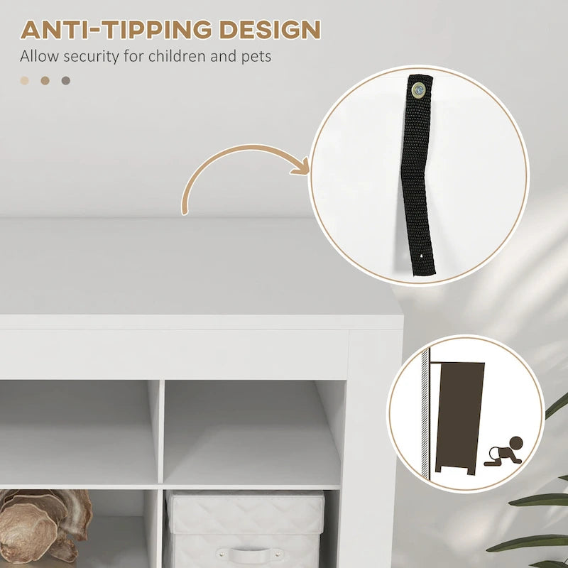 Scarpiera stretta da 71 pollici, mobile scarpiera per ingresso con cubi aperti per 36 paia, bianco