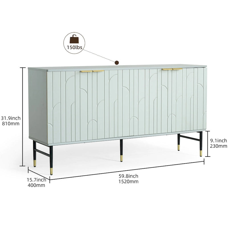 Mobile credenza buffet, mobile moderno con 4 ante, mobile da ingresso con spazio contenitivo per soggiorno, sala da pranzo, grigio