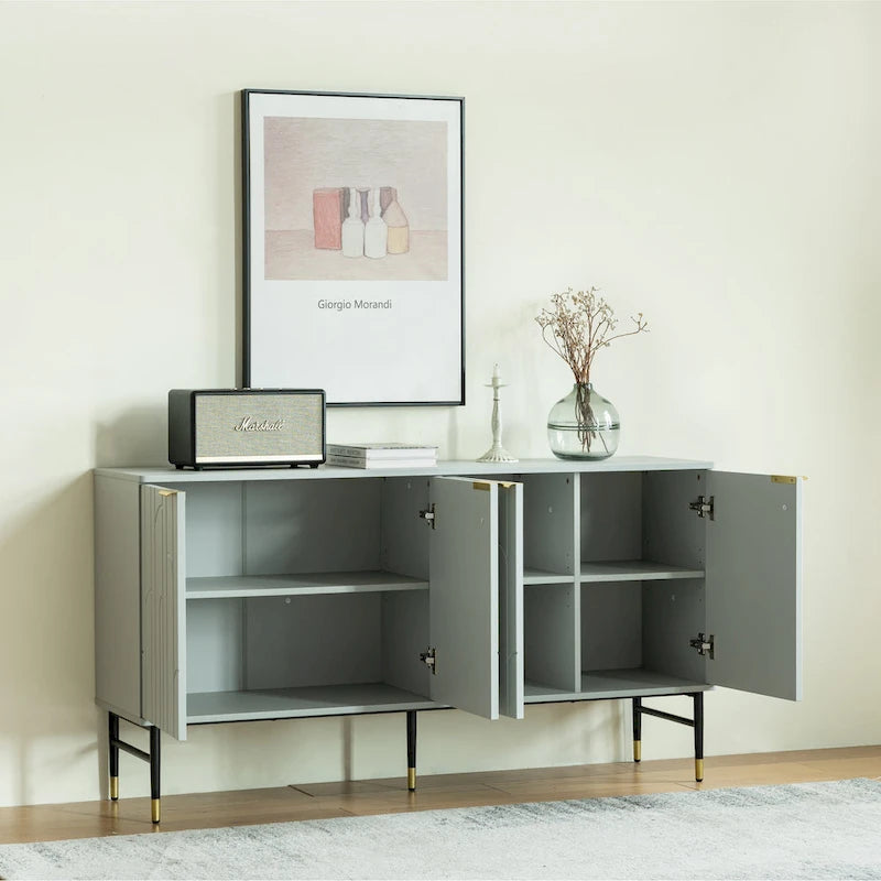Mobile credenza buffet, mobile moderno con 4 ante, mobile da ingresso con spazio contenitivo per soggiorno, sala da pranzo, grigio