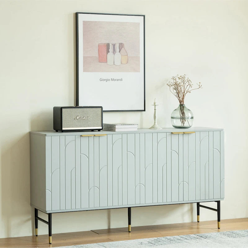 Mobile credenza buffet, mobile moderno con 4 ante, mobile da ingresso con spazio contenitivo per soggiorno, sala da pranzo, grigio
