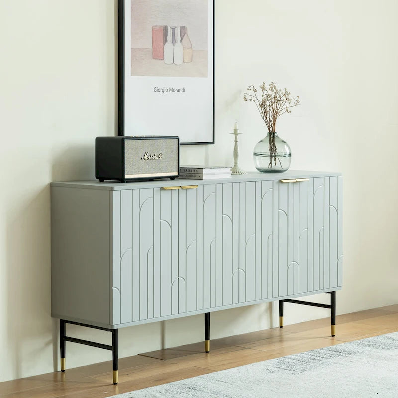 Mobile credenza buffet, mobile moderno con 4 ante, mobile da ingresso con spazio contenitivo per soggiorno, sala da pranzo, grigio