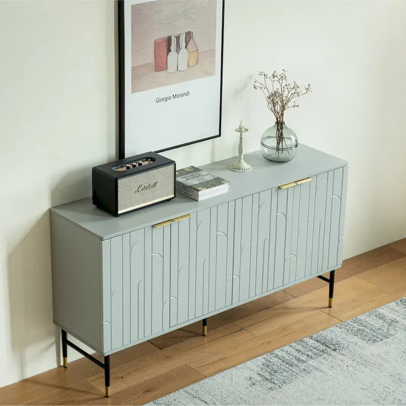 Mobile credenza buffet, mobile moderno con 4 ante, mobile da ingresso con spazio contenitivo per soggiorno, sala da pranzo, grigio