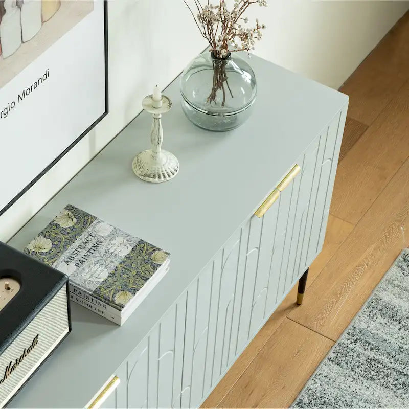 Mobile credenza buffet, mobile moderno con 4 ante, mobile da ingresso con spazio contenitivo per soggiorno, sala da pranzo, grigio
