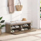 49 Scarpiera Panca da Ingresso Mobiletto Porta Scarpe Contenitore Pouf con Sedile Imbottito e Doppie Ante per Ingresso, Camera da Letto