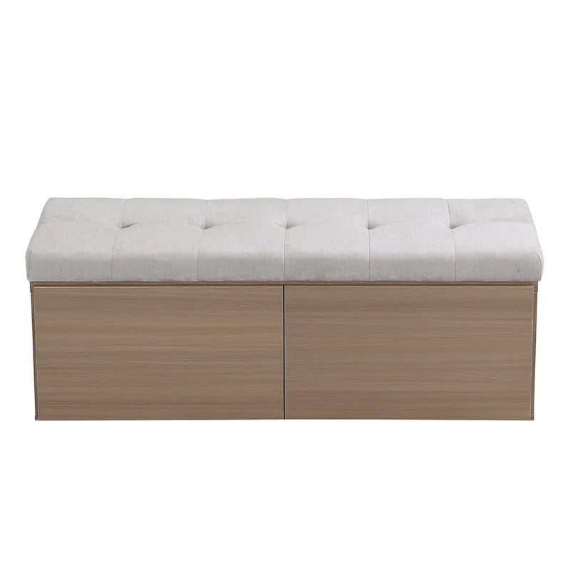 49 Scarpiera Panca da Ingresso Mobiletto Porta Scarpe Contenitore Pouf con Sedile Imbottito e Doppie Ante per Ingresso, Camera da Letto