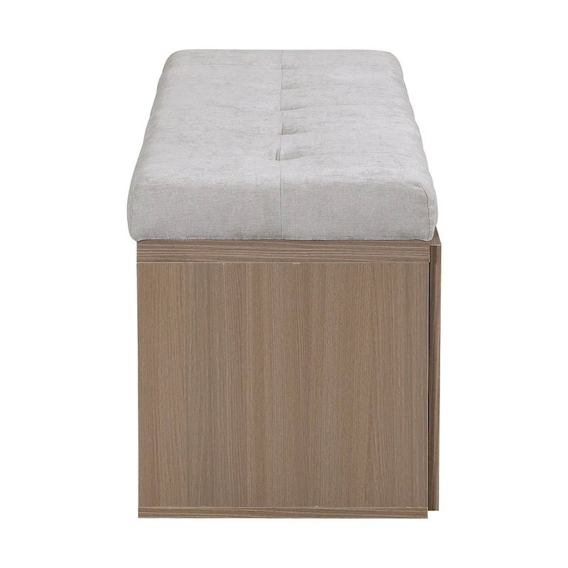 49 Scarpiera Panca da Ingresso Mobiletto Porta Scarpe Contenitore Pouf con Sedile Imbottito e Doppie Ante per Ingresso, Camera da Letto