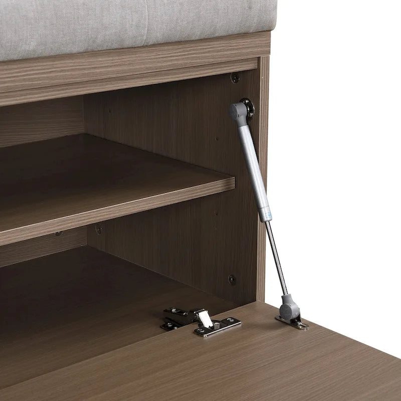 49 Scarpiera Panca da Ingresso Mobiletto Porta Scarpe Contenitore Pouf con Sedile Imbottito e Doppie Ante per Ingresso, Camera da Letto