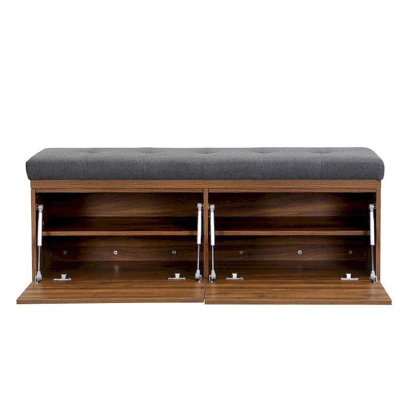 49 Scarpiera Panca da Ingresso Mobiletto Porta Scarpe Contenitore Pouf con Sedile Imbottito e Doppie Ante per Ingresso, Camera da Letto
