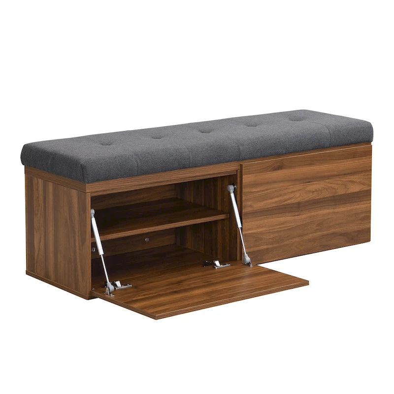 49 Scarpiera Panca da Ingresso Mobiletto Porta Scarpe Contenitore Pouf con Sedile Imbottito e Doppie Ante per Ingresso, Camera da Letto