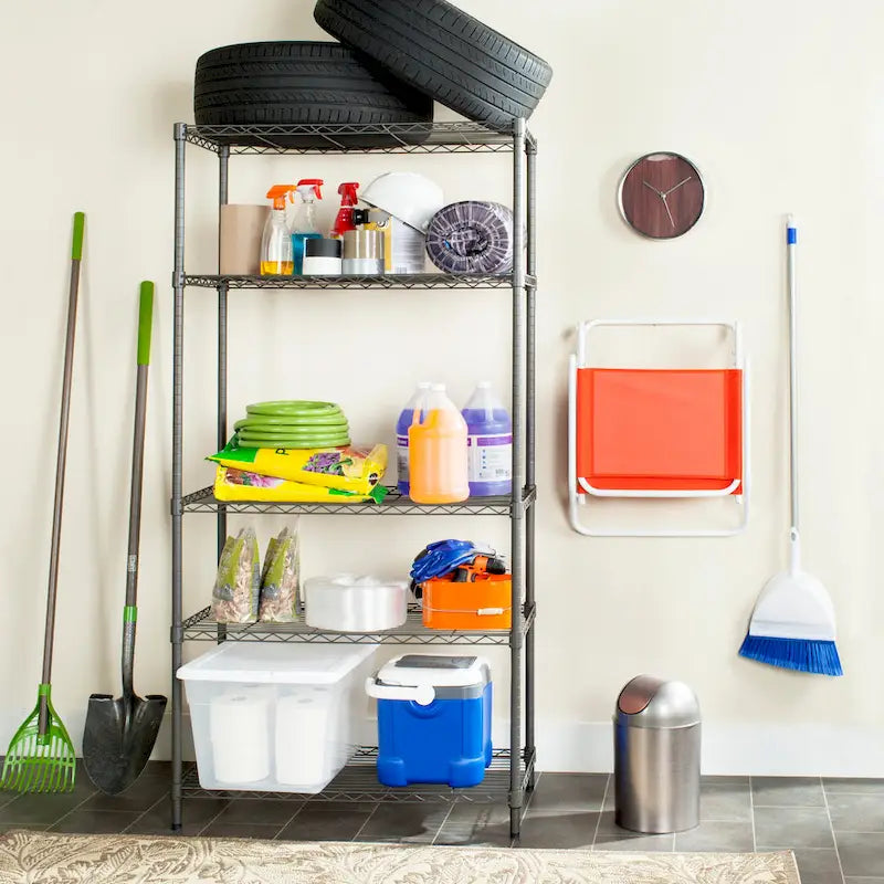 SAFAVIEH Storage Cherri 5-Tier Chrome Wire Adjustable Rack - 35.4 x 17.7 x 70.9 - 35Wx18Dx71H