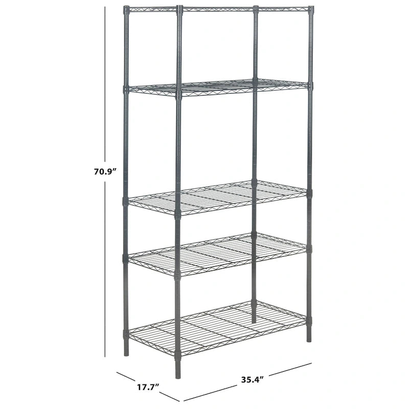 Scaffale a 5 ripiani in filo cromato regolabile - 35,4 x 17,7 x 70,9 - 35Lx18Px71H