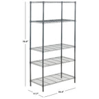 Scaffale a 5 ripiani in filo cromato regolabile - 35,4 x 17,7 x 70,9 - 35Lx18Px71H