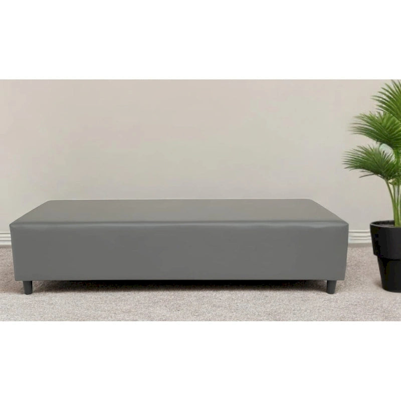 HomeRoots 72 Gray and Black Upholstered Genuine Leather Bench - 72