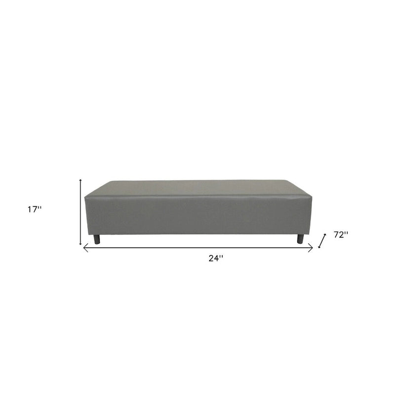 Panca in vera pelle imbottita grigia e nera da 72 pollici - 72