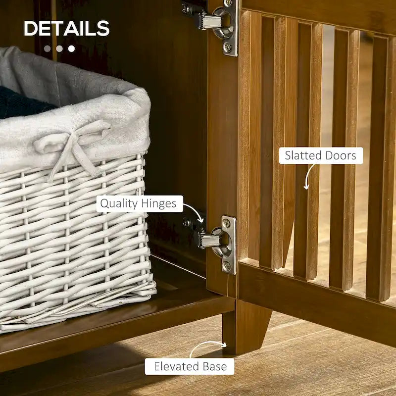 Panca portascarpe con armadietti, panca da ingresso in bambù con cuscino per seduta, 3 ante