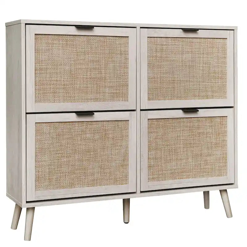 Scarpiera a 4 Ante, Armadietto Portascarpe Moderno Autoportante, per Ingresso