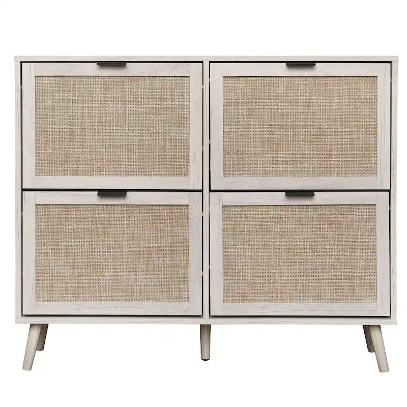 Scarpiera a 4 Ante, Armadietto Portascarpe Moderno Autoportante, per Ingresso