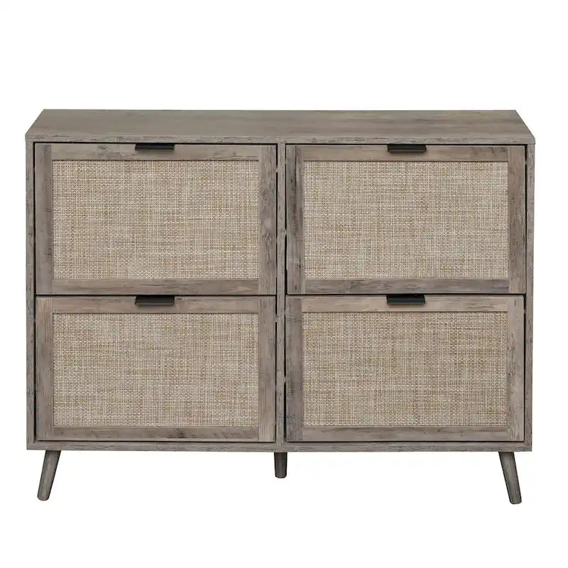 Scarpiera a 4 Ante, Armadietto Portascarpe Moderno Autoportante, per Ingresso