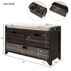 Panca contenitore in legno con 1 cesto rimovibile e 2 cassetti, panca scarpiera completamente assemblata 32 panca da ingresso con cuscino rimovibile