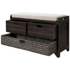 Panca contenitore in legno con 1 cesto rimovibile e 2 cassetti, panca scarpiera completamente assemblata 32 panca da ingresso con cuscino rimovibile