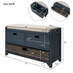 Panca contenitore in legno con 1 cesto rimovibile e 2 cassetti, panca scarpiera completamente assemblata 32 panca da ingresso con cuscino rimovibile