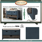 Panca contenitore in legno con 1 cesto rimovibile e 2 cassetti, panca scarpiera completamente assemblata 32 panca da ingresso con cuscino rimovibile