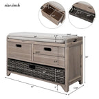 Panca contenitore in legno con 1 cesto rimovibile e 2 cassetti, panca scarpiera completamente assemblata 32 panca da ingresso con cuscino rimovibile