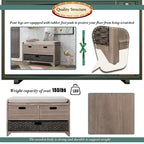 Panca contenitore in legno con 1 cesto rimovibile e 2 cassetti, panca scarpiera completamente assemblata 32 panca da ingresso con cuscino rimovibile