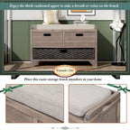 Panca contenitore in legno con 1 cesto rimovibile e 2 cassetti, panca scarpiera completamente assemblata 32 panca da ingresso con cuscino rimovibile