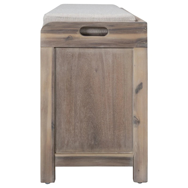 Panca contenitore in legno con 1 cesto rimovibile e 2 cassetti, panca scarpiera completamente assemblata 32 panca da ingresso con cuscino rimovibile