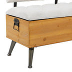 Panca contenitore in legno con seduta e schienale trapuntati color crema - Bianco - 20Lx48Px30H