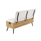 Panca contenitore in legno con seduta e schienale trapuntati color crema - Bianco - 20Lx48Px30H