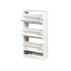 Scarpiera in legno per ingresso, scarpiera bianca con 3 ante a ribalta 53,2x24x109,5 cm