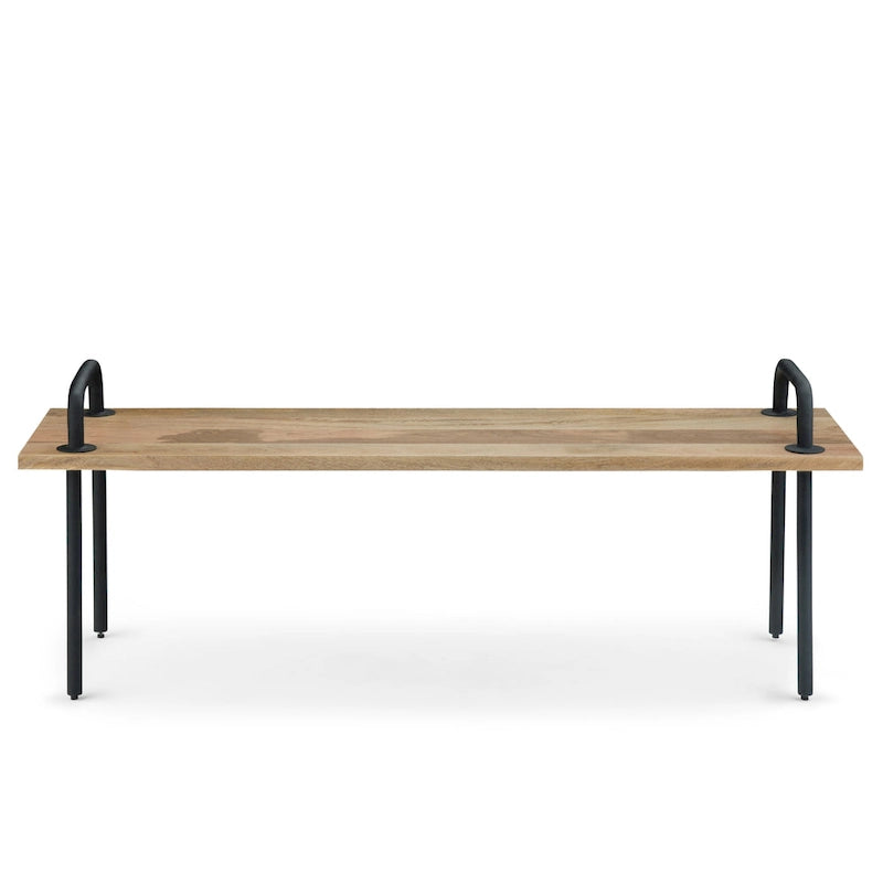 PANCA DA INGRESSO INDUSTRIALE in LEGNO MASSELLO DI MANGO da 140 cm in Naturale - 140 x 38 x 51 cm