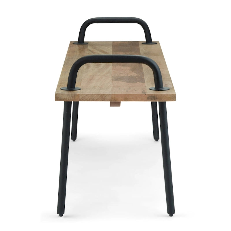 PANCA DA INGRESSO INDUSTRIALE in LEGNO MASSELLO DI MANGO da 140 cm in Naturale - 140 x 38 x 51 cm