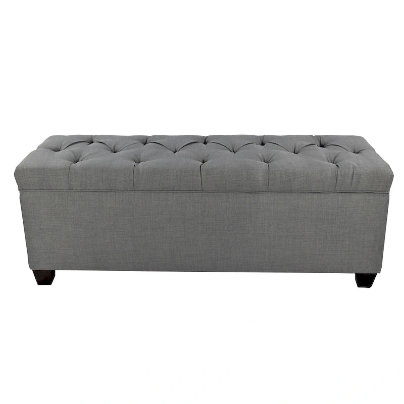 Dark Grey Diamond Tufted Shoe Storage Bench