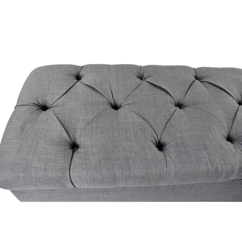 Dark Grey Diamond Tufted Shoe Storage Bench