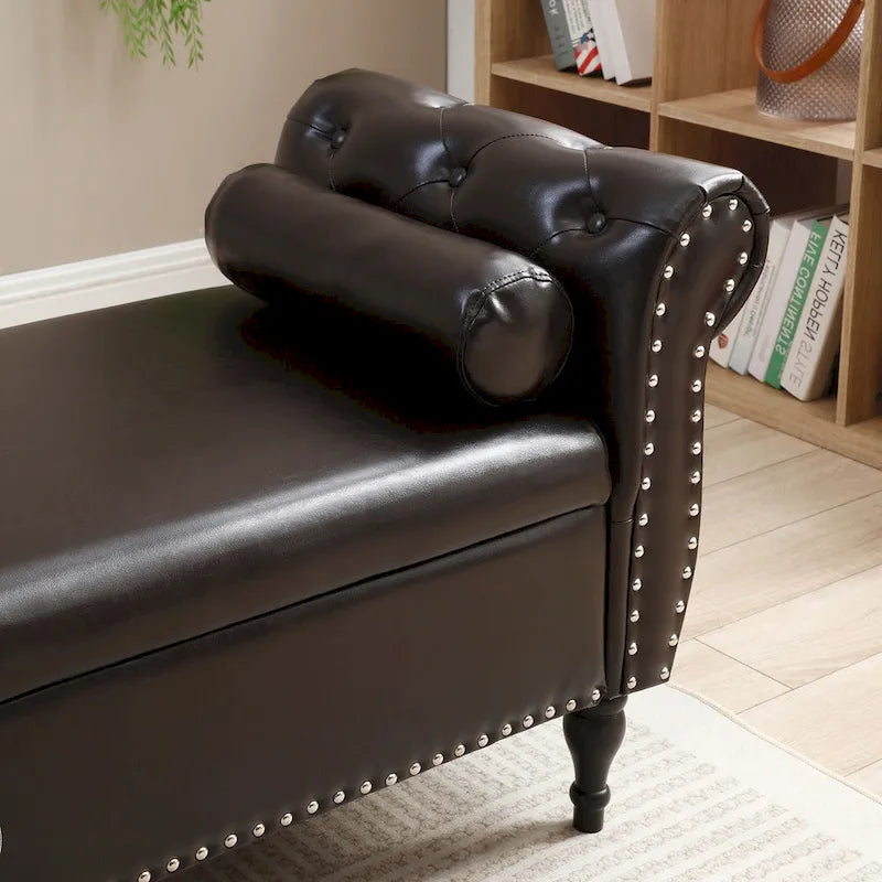 63 PU Panca da letto con coperchio apribile per ingresso e 1 cuscino