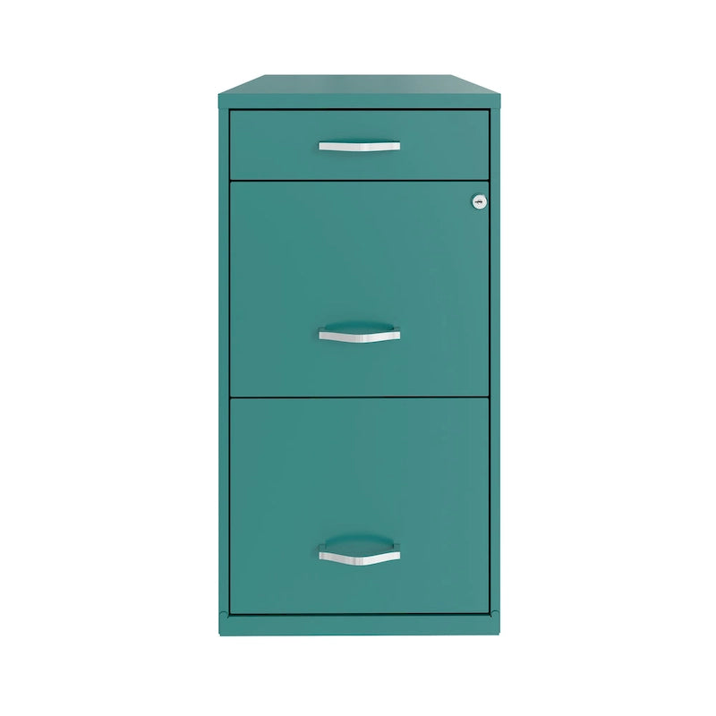 Mobiletto schedario in metallo a 3 cassetti profondi, 45,7 cm, verde acqua