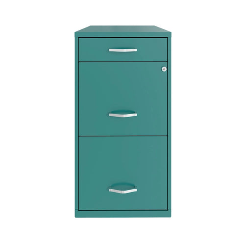 18 Deep 3 Drawer Metal Organizer File Cabinet, Teal