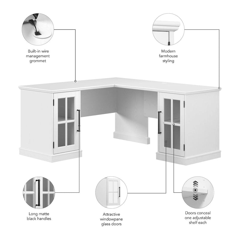 Scrivania a L da 60W con Cassettiera