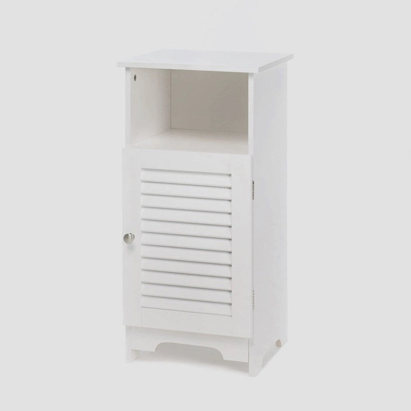 White Louvered Single Door Cabinet