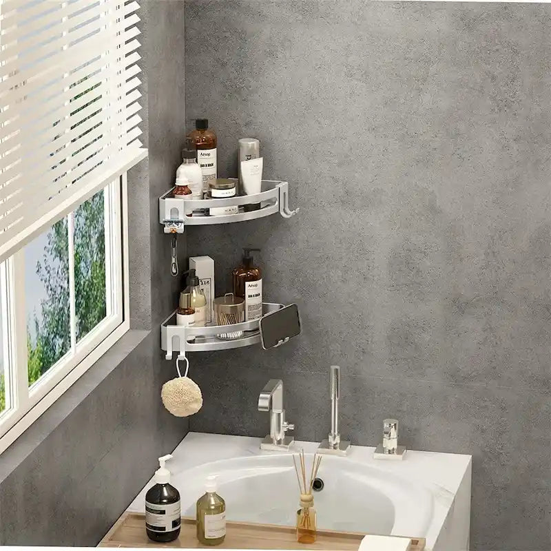 Shower Corner Shelf No Drill Shower Storage Rust Proof Bathroom Shelf