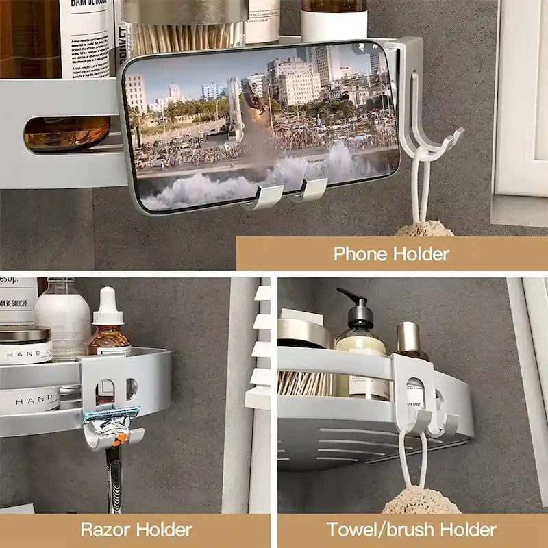 Shower Corner Shelf No Drill Shower Storage Rust Proof Bathroom Shelf
