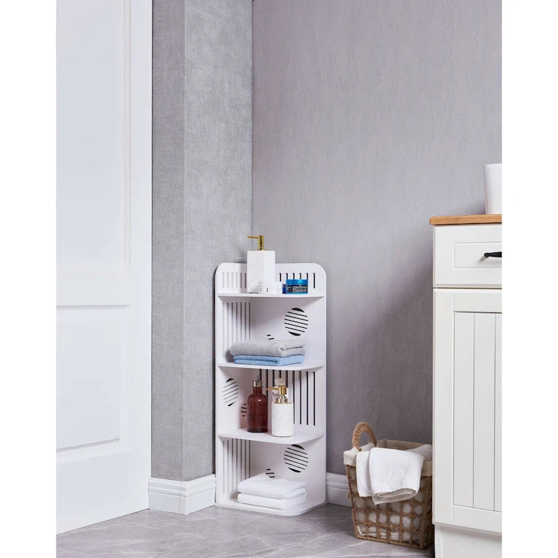 4-Tier Corner Storage Shelf Organizer for Bathroom, White