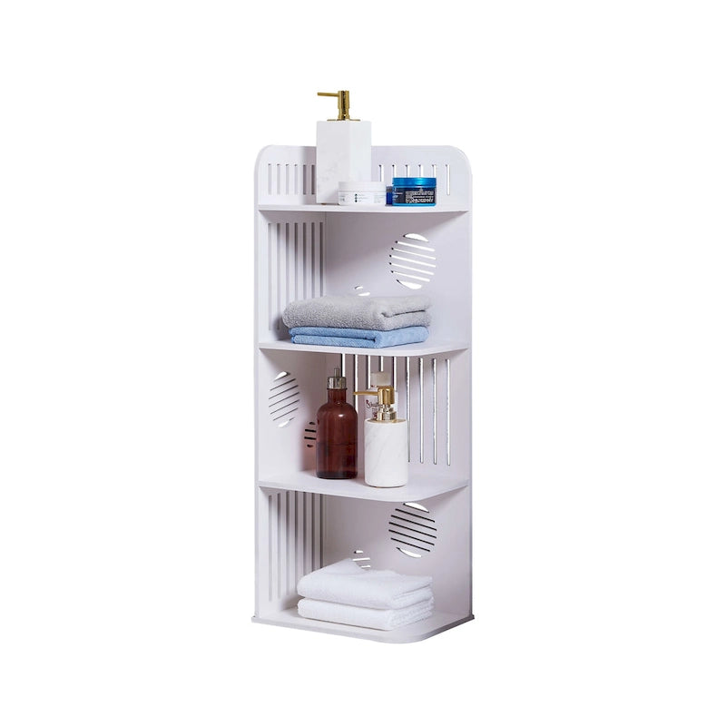 Organizzatore angolare a 4 ripiani per bagno, Bianco
